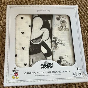 Pottery barn baby Mickey Mouse muslin swaddle set